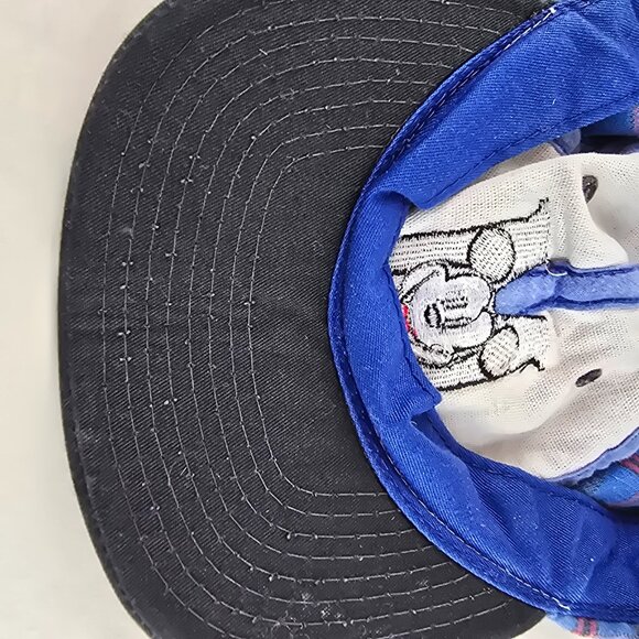 Vintage Mickey Mouse Hat Adult Blue Adjustable Snapback Plaid Made in USA Disney - Picture 9 of 10